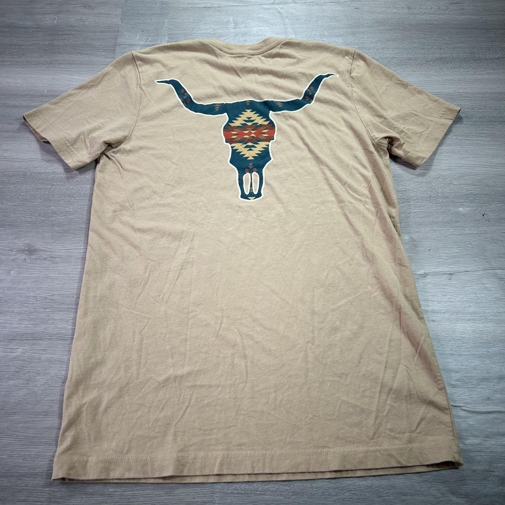 Pendleton Shirt Mens Medium Tan Longhorn Skull‎ Southwest Graphic Cotton Tee